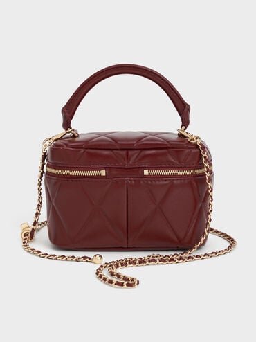 Arwen Quilted Top Handle Vanity Bag, Burgundy, hi-res