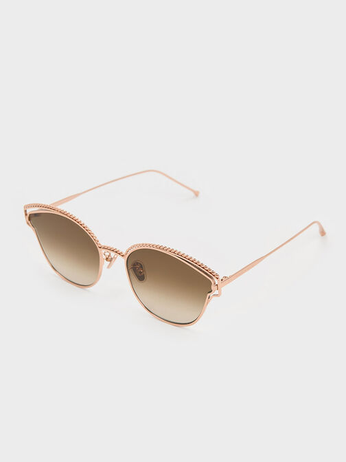 Braided Wire-Frame Cateye Sunglasses, , hi-res