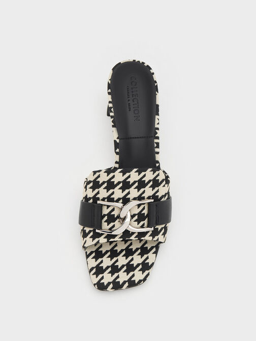 Gabine Houndstooth Leather Heeled Mules, , hi-res