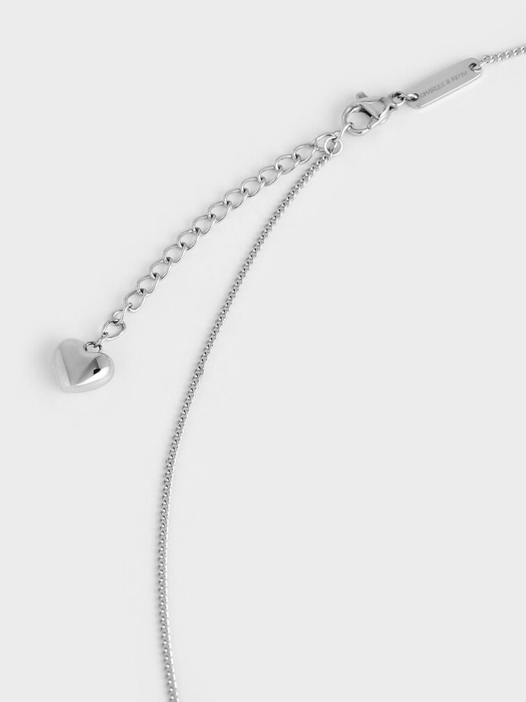 Malorie Crystal Heart Necklace, Silver, hi-res