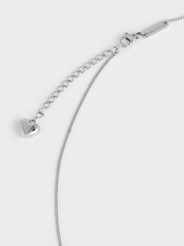 Malorie Crystal Heart Necklace, Silver, hi-res