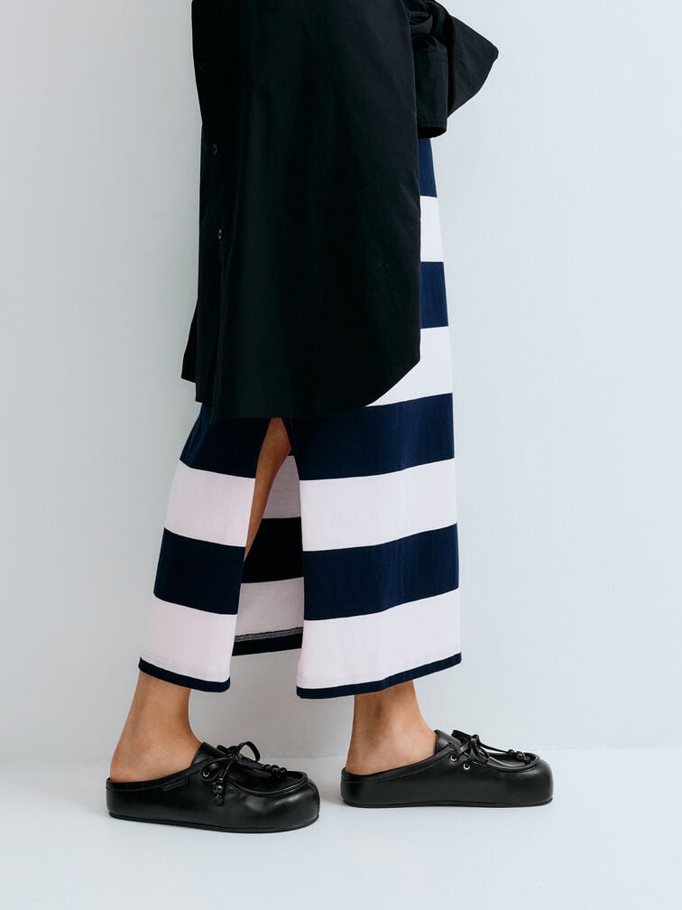 รองเท้าเปิดส้นดีเทลเชือกตกแต่งด้วยลูกปัดรุ่น Gale, สีดำ, hi-res