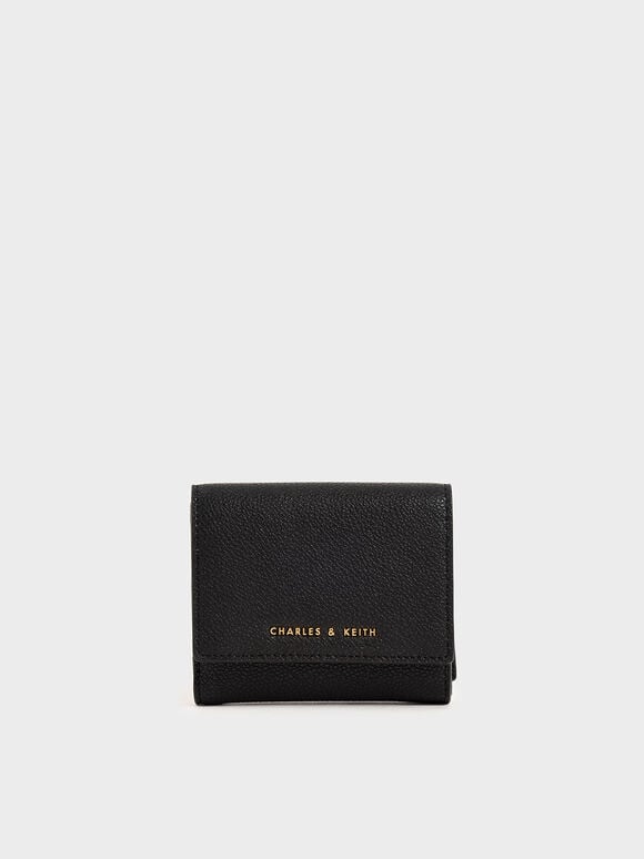 Mini Snap-Button Small Wallet, Black, hi-res