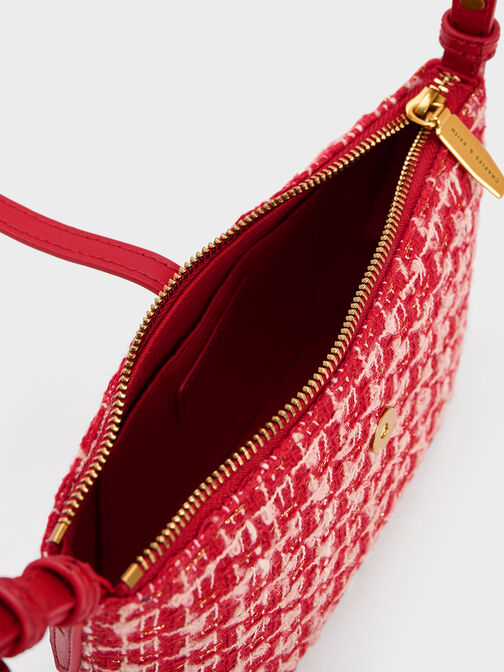 Trudy Tweed Belted Geometric Bag, สีแดง, hi-res