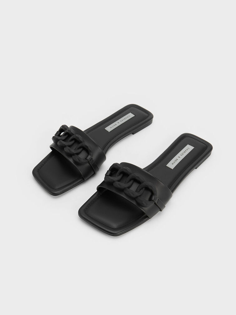Chunky Chain-Link Slide Sandals, , hi-res