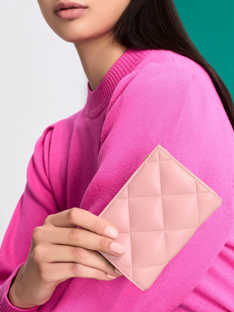 Gemma Quilted Card Holder, Light Pink, hi-res