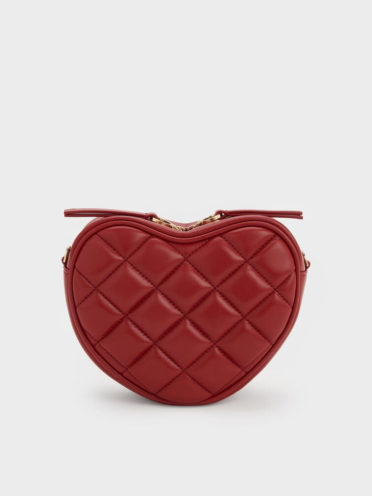 Paffuto Quilted Heart Crossbody Bag, Tomato Red, hi-res