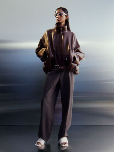 รองเท้าส้นเตี้ยดีไซน์เท็กซ์เจอร์รุ่น Loren, สีชอล์ค, hi-res