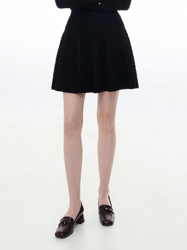 Circle-Charm Bow Loafer Pumps, Burgundy, hi-res