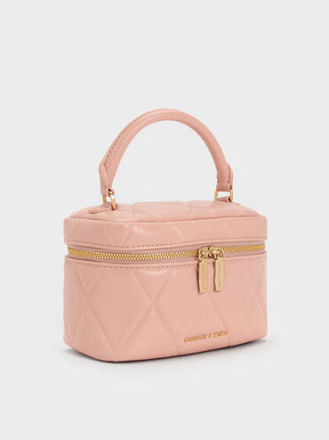 Arwen Quilted Top Handle Vanity Bag, Pink, hi-res