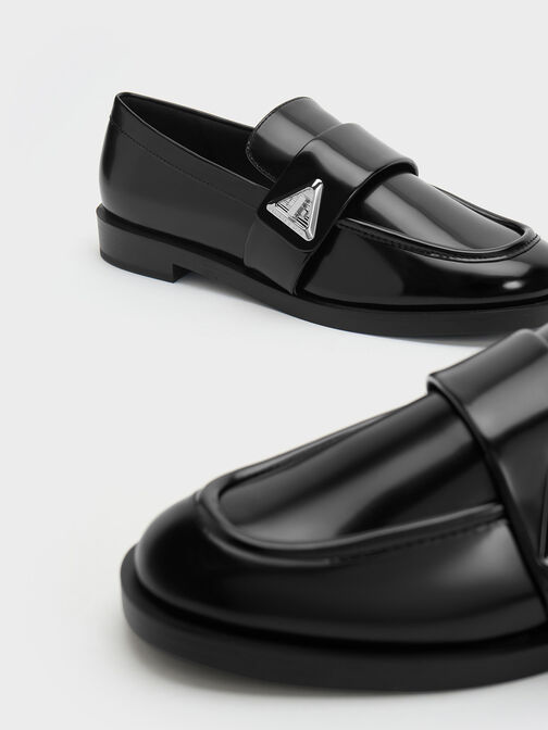 รองเท้าโลฟเฟอร์รุ่น Trice, หนังเงาสีดำ, hi-res