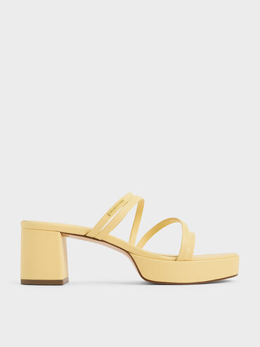 Strappy Trapeze-Heel Mules, , hi-res