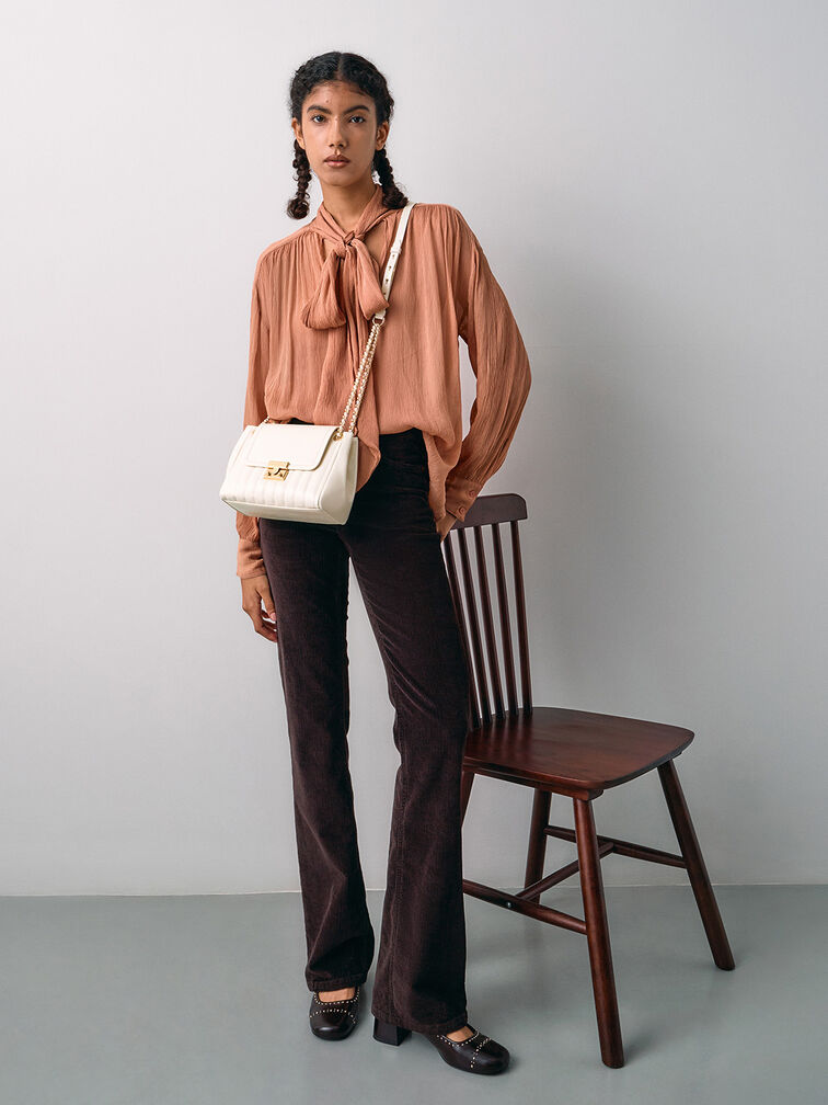 Donna Crinkle-Effect Shoulder Bag, Cream, hi-res