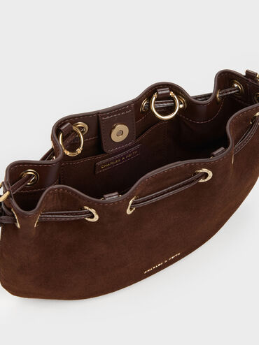 Mini Moxie Drawstring Bucket Bag, Dark Brown, hi-res