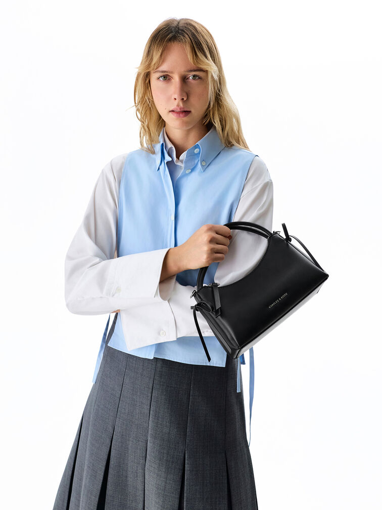 Hazel Bow Top Handle Bag, Noir, hi-res