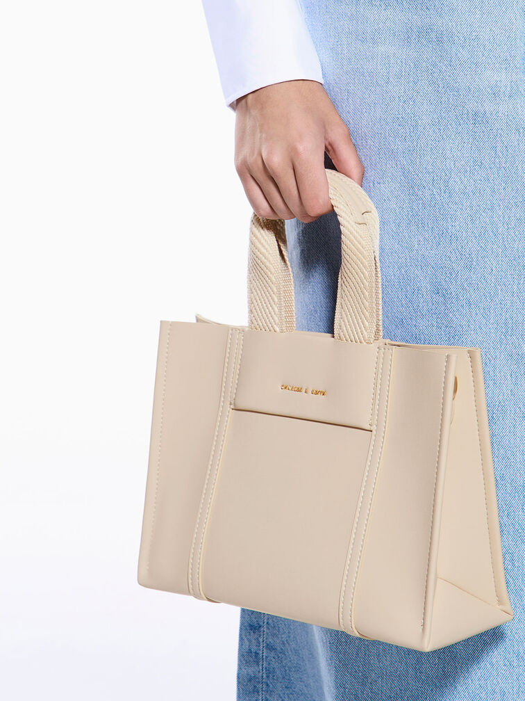 Mini Shalia Tote Bag, Beige, hi-res