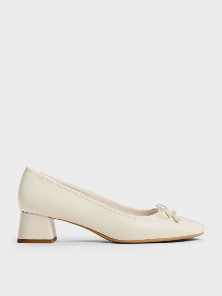 Bow Ballet Pumps, Chalk, hi-res