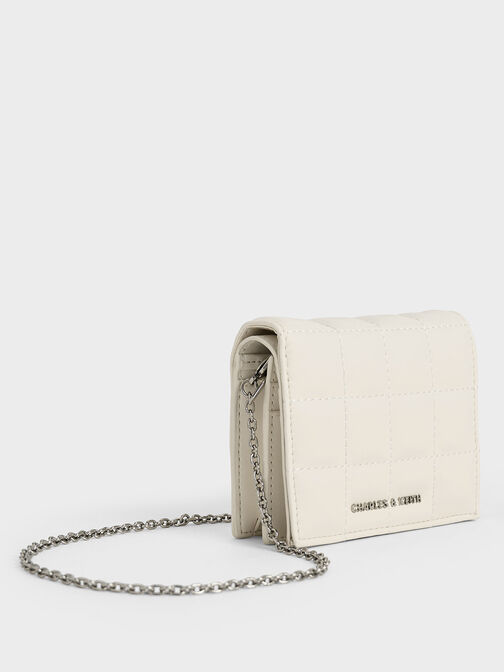 Cassia Quilted Mini Wallet, Cream, hi-res
