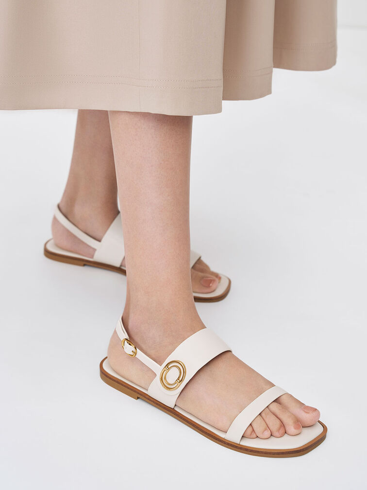 Metallic Accent Back Strap Sandals, , hi-res