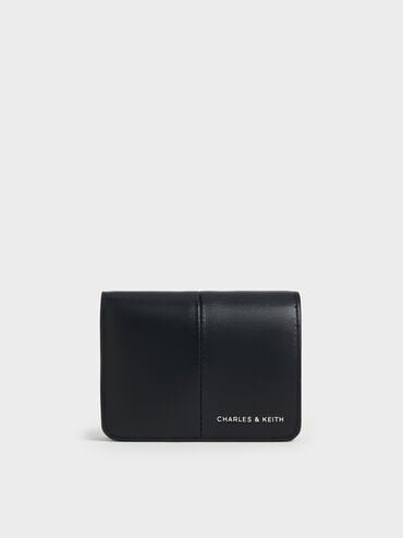 กระเป๋าสตางค์ใบเล็กรุ่น Simone, สีดำอะไหล่สีเงิน, hi-res