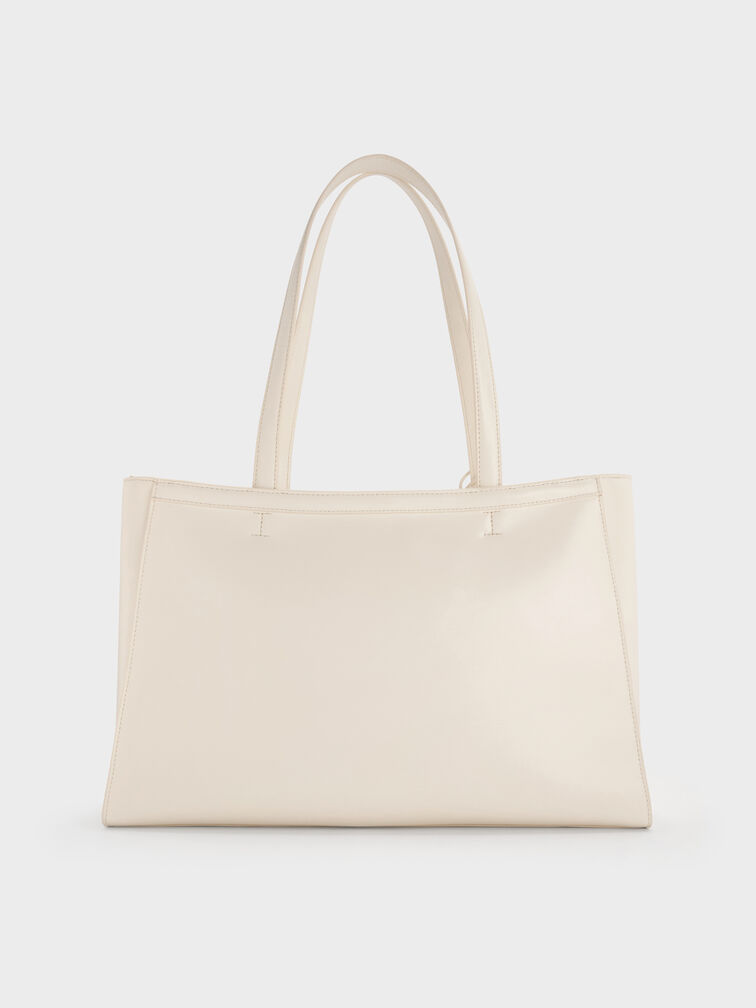 กระเป๋าโท้ทดีเทลมีมิติรุ่น Augustine, สีครีม, hi-res