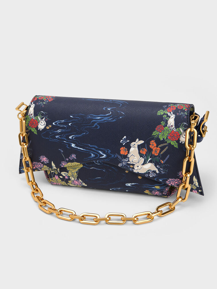 Rabbit Illustrated Geometric Bag, , hi-res