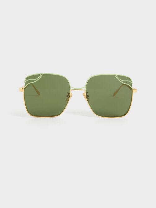 Wavy Wire-Frame Square Sunglasses, , hi-res