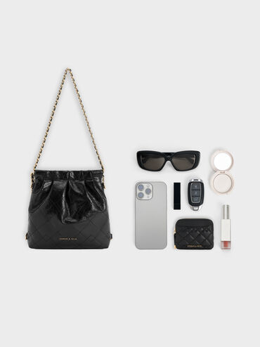 กระเป๋าเป้สองฟังก์ชันดีไซน์สายโซ่รุ่น Duo, สีดำ, hi-res