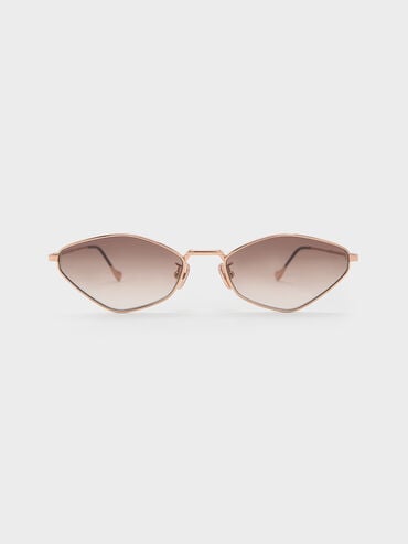 Jax Metal-Frame Geometric Sunglasses, Rose Gold, hi-res