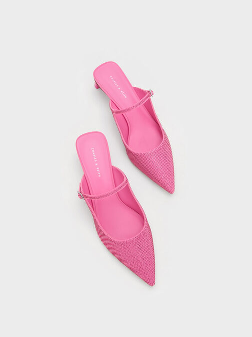 Gem-Embellished Blade Heel Mules, Pink, hi-res