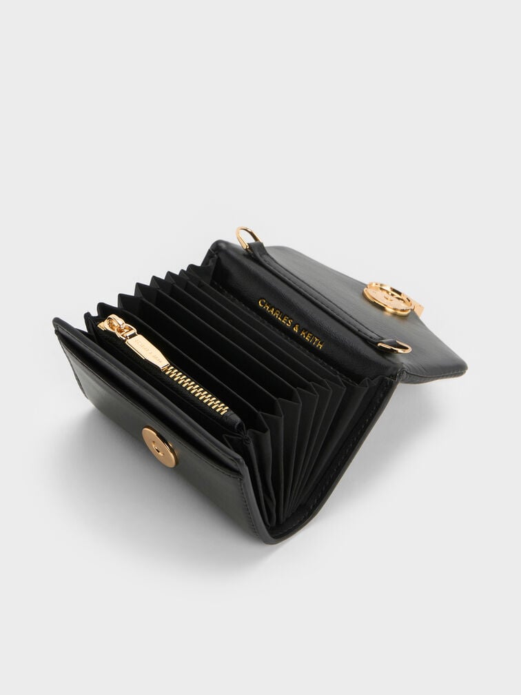 กระเป๋าสตางค์พร้อมสายโซ่ดีเทลเมทัลลิครุ่น Lilibet, สีดำ กระเป๋าสตางค์พร้อมสายโซ่ดีเทลเมทัลลิครุ่น Lilibet, สีดำ, hi-res