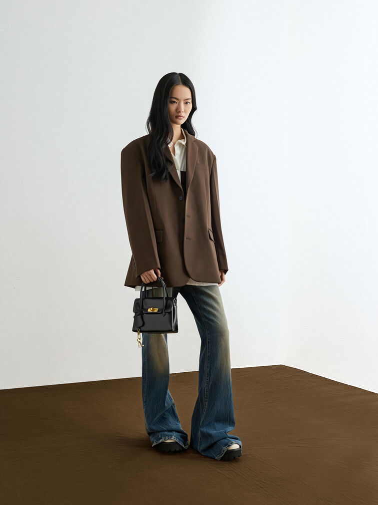 Mini Kerry Turn-Lock Tote Bag, Black, hi-res