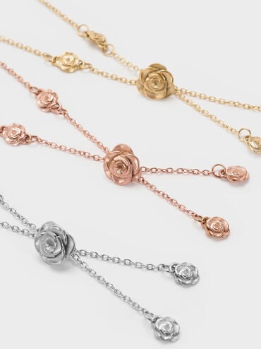 Rosalind Flower-Motif Bracelet, Brushed Rose Gold, hi-res