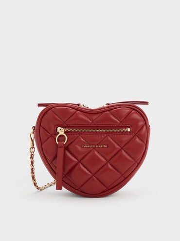 Paffuto Quilted Heart Crossbody Bag, Tomato Red, hi-res