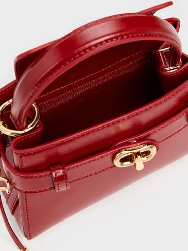 Aubrielle Horse-Motif Top Handle Bag, Tomato Red, hi-res