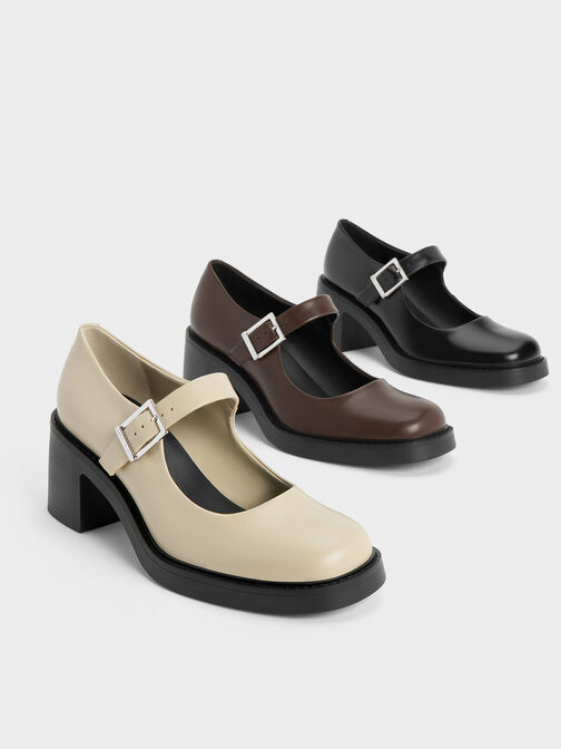 Hester Mary Jane Block-Heel Pumps, สีชอล์ค, hi-res