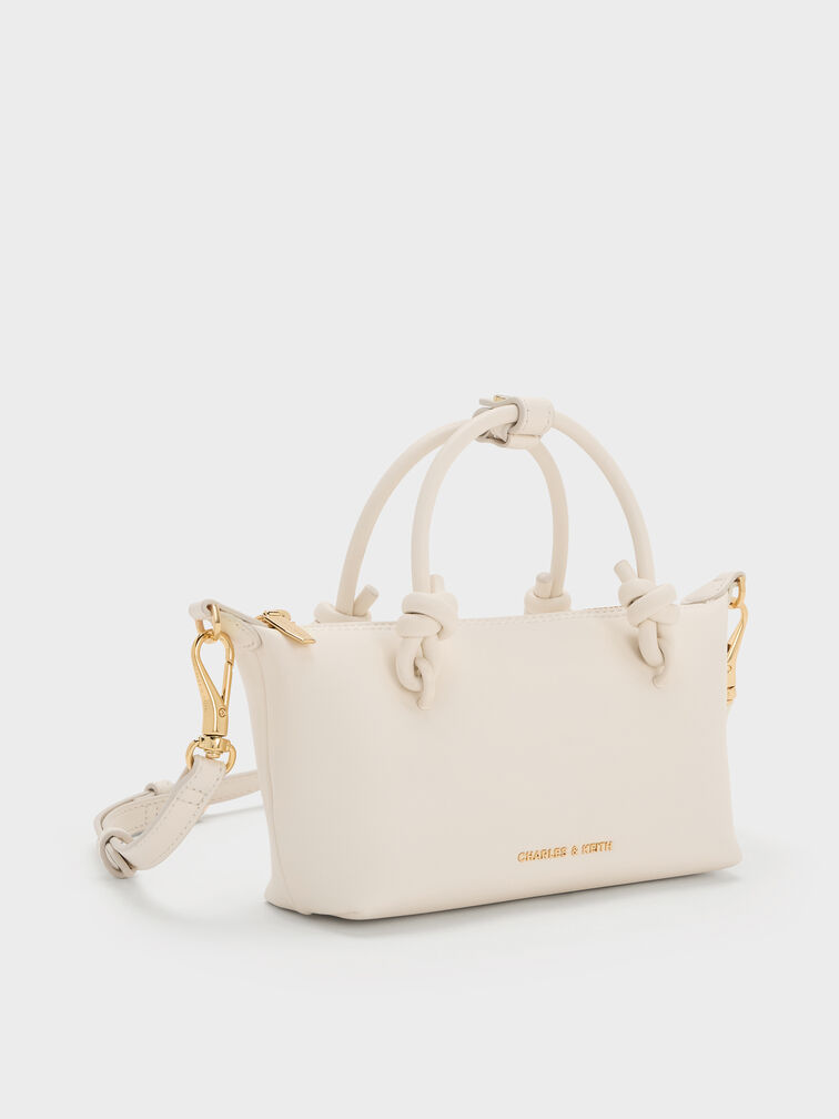 กระเป๋าโท้ทหูจับแบบปมรุ่น Sammie, สีครีม, hi-res