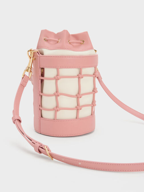 Heart Motif Caged Bucket Bag, , hi-res