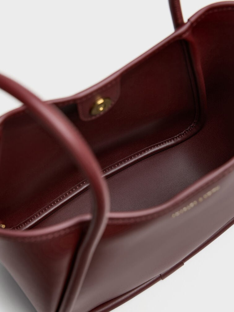 กระเป๋าโท้ทขนาดมินิดีไซน์ขอบรุ่น Lyla, สีมัลเบอร์รี่พลัม, hi-res