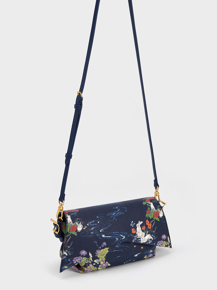 Rabbit Illustrated Geometric Bag, , hi-res