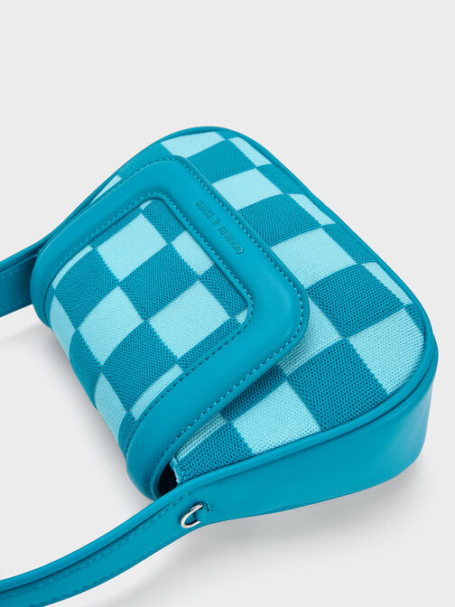 Shiloh Checkerboard Top Handle Bag, สีฟ้า, hi-res