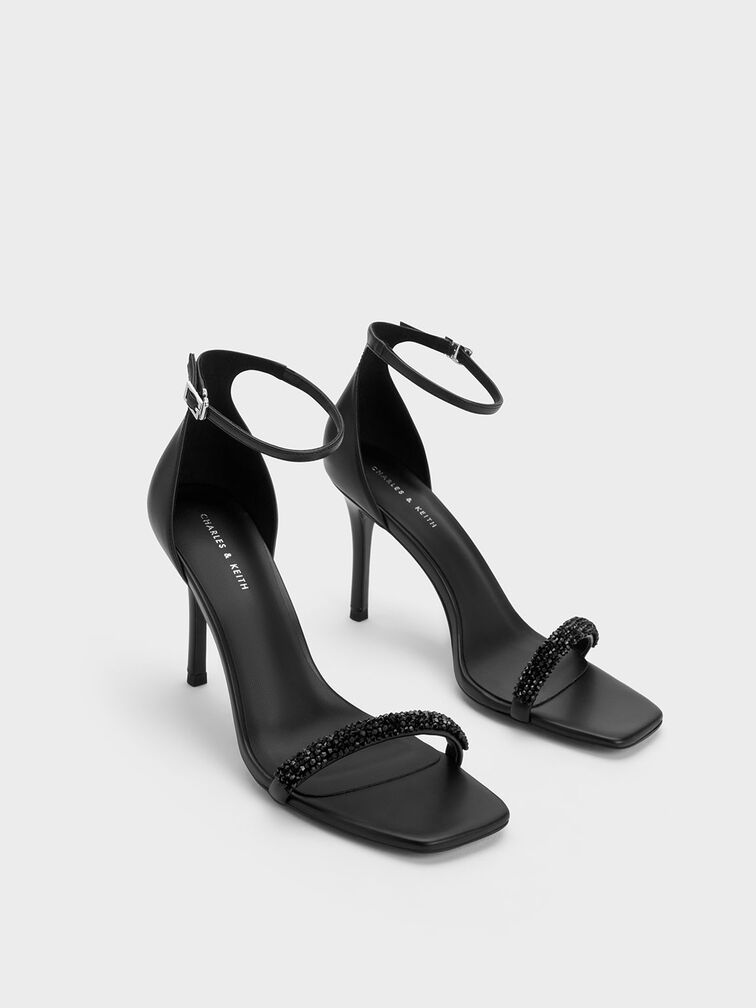 Beaded Strap Heeled Sandals, , hi-res