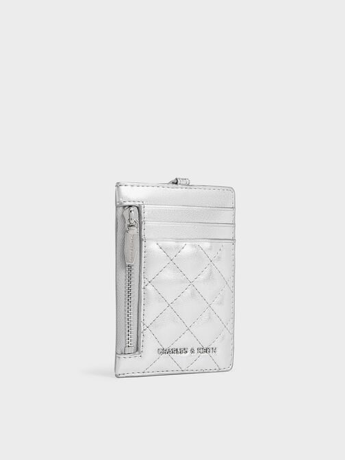 Wisteria Quilted Braided-Strap Card Holder, Silver, hi-res