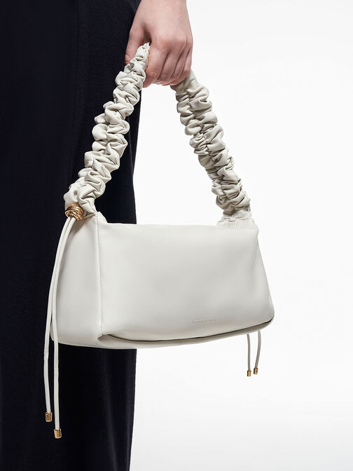 Cosette Ruched Handle Bag, สีขาว, hi-res