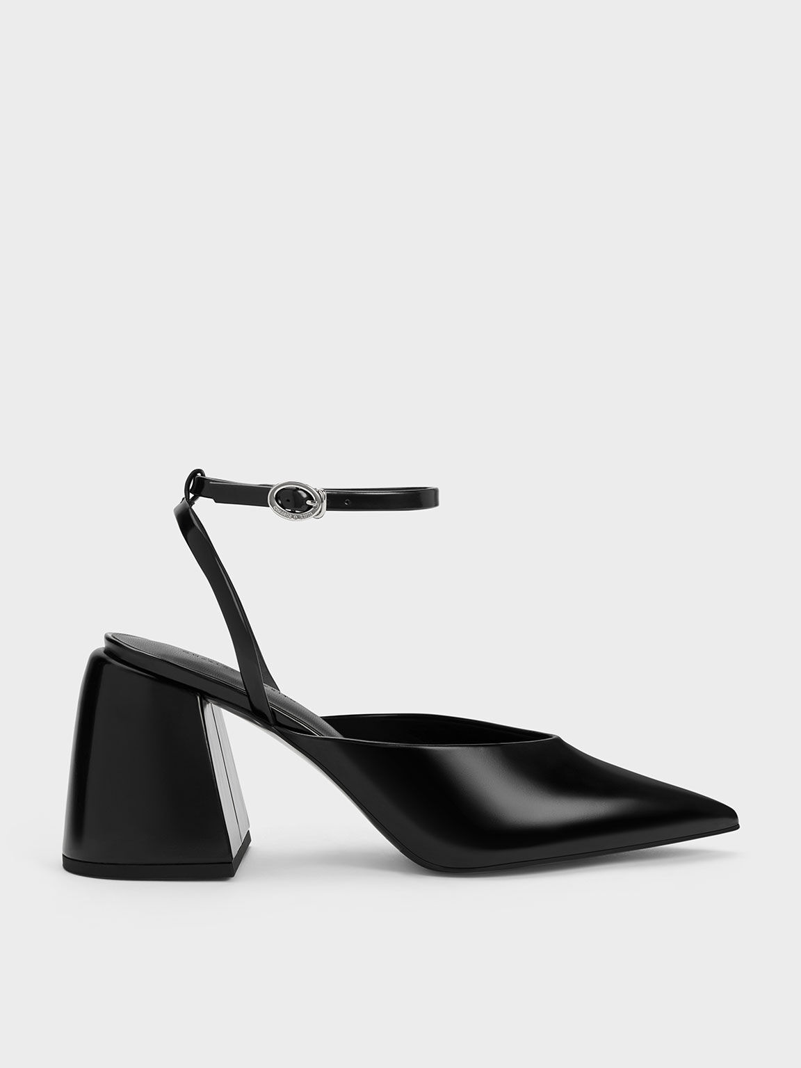 Black thick heel pumps sales