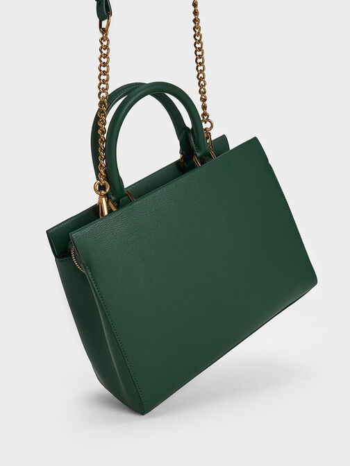 Mirabelle Structured Handbag, Dark Green, hi-res