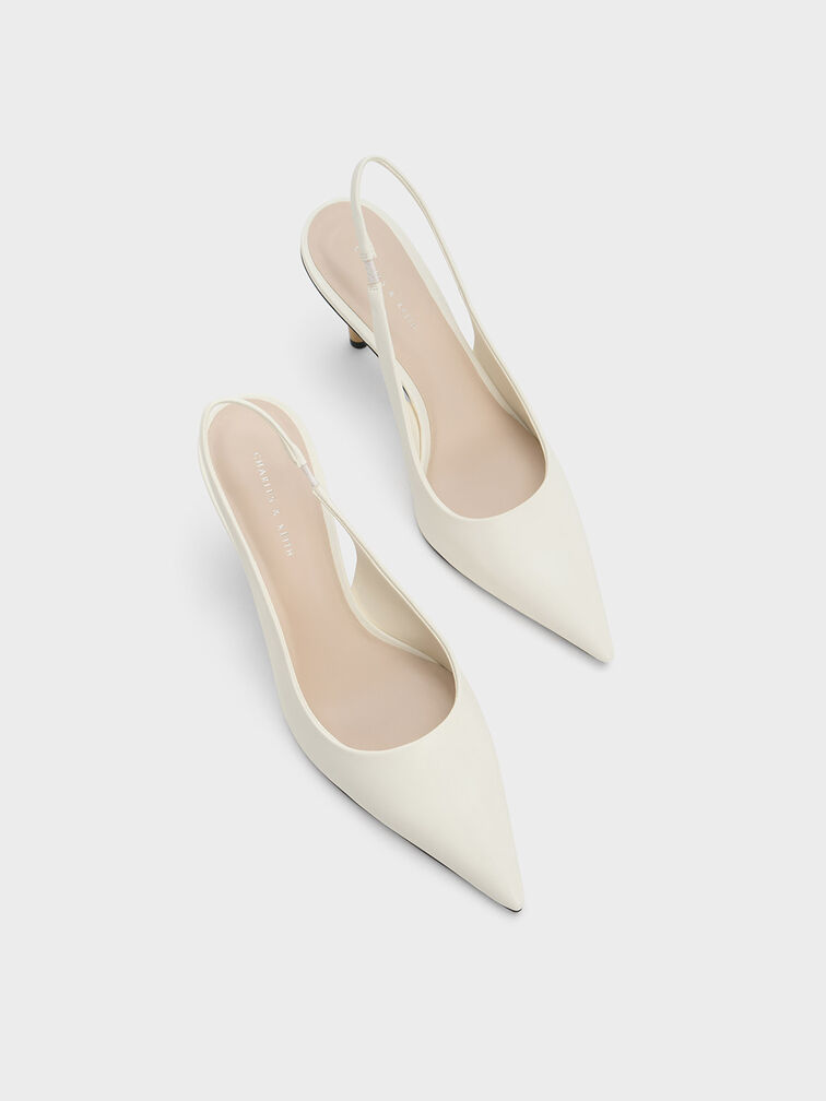 Cylindrical Metallic Heel Slingback Pumps, , hi-res