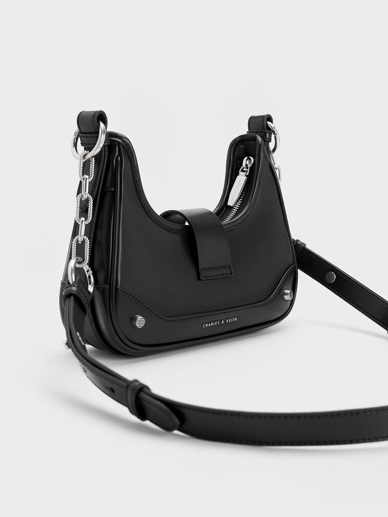 Winslet Belted Hobo Bag, Black, hi-res