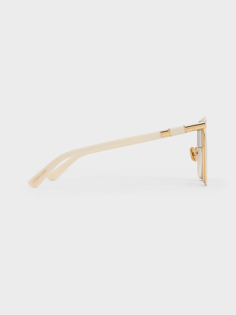 Ophelia Metallic-Accent Square Sunglasses, Cream, hi-res