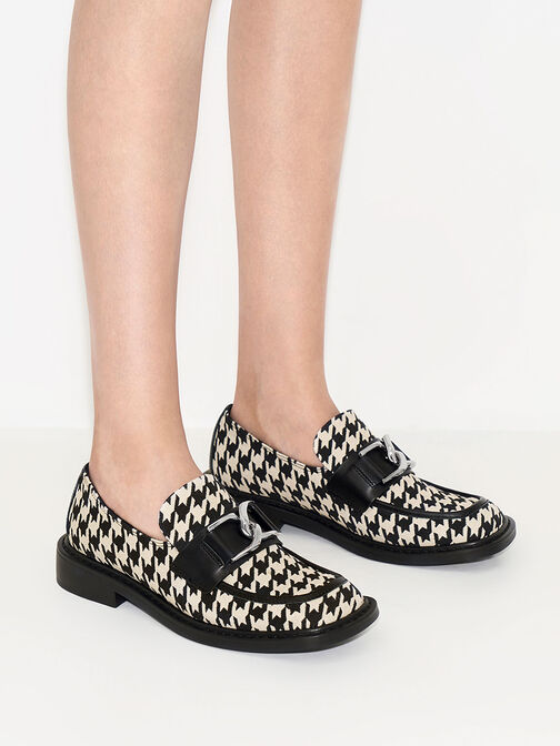 Gabine Leather Houndstooth Loafers, สีมัลติ, hi-res
